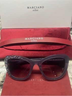 Guess by Marciano Purple Crystal Cat-Eye Sunglasses